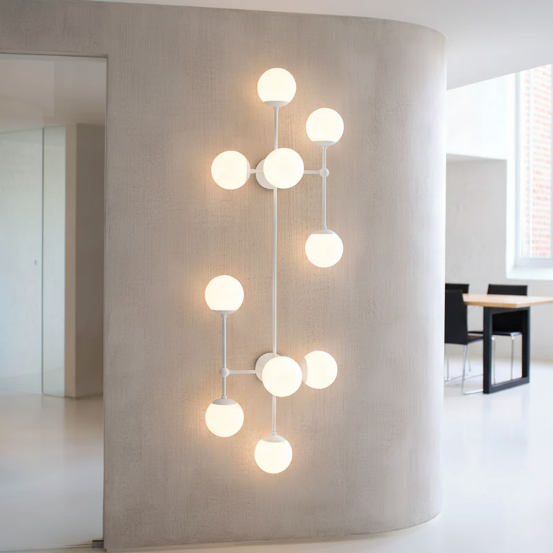 Armstrong Wall Lamp | Luxury 62-Inch Vertical Brass & Glass Orb Sconce