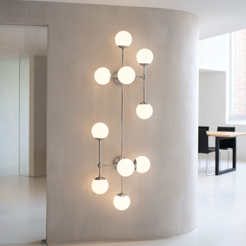 Armstrong Wall Lamp | Luxury 62-Inch Vertical Brass & Glass Orb Sconce