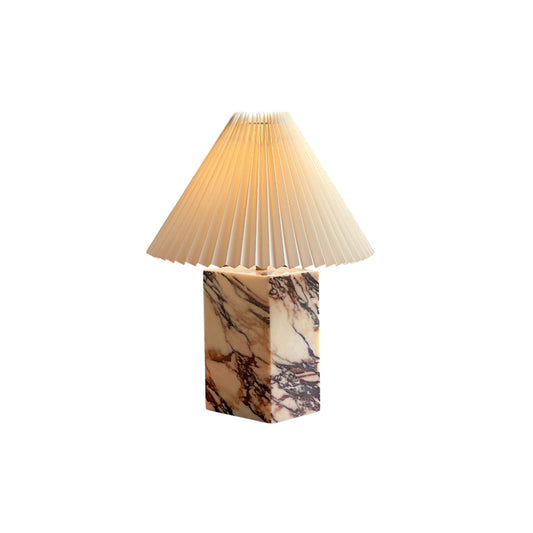 Arouca Table Lamp | Luxury Hand-Crafted White Marble & Fabric Shade Light