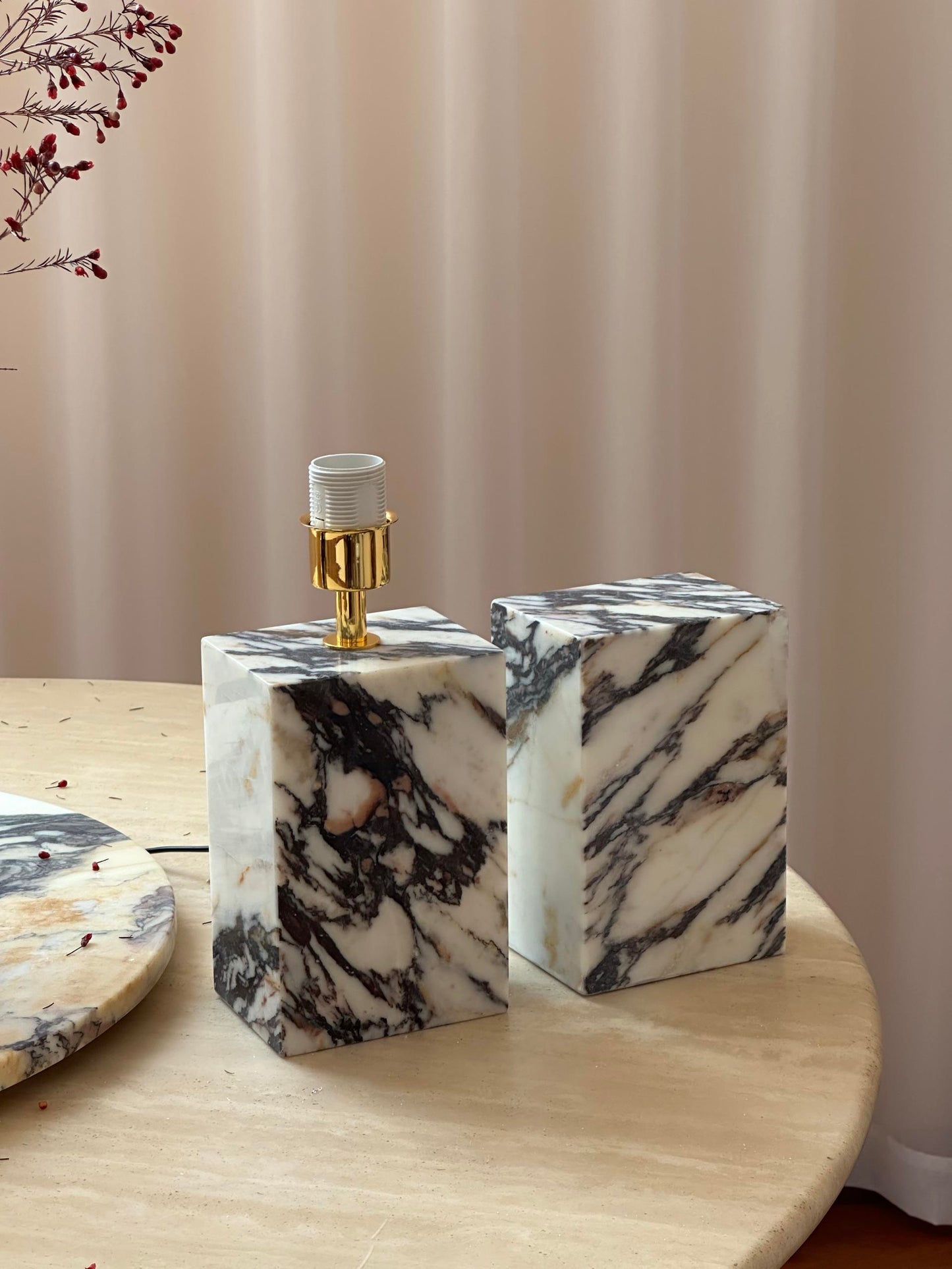 Arouca Table Lamp | Luxury Hand-Crafted White Marble & Fabric Shade Light