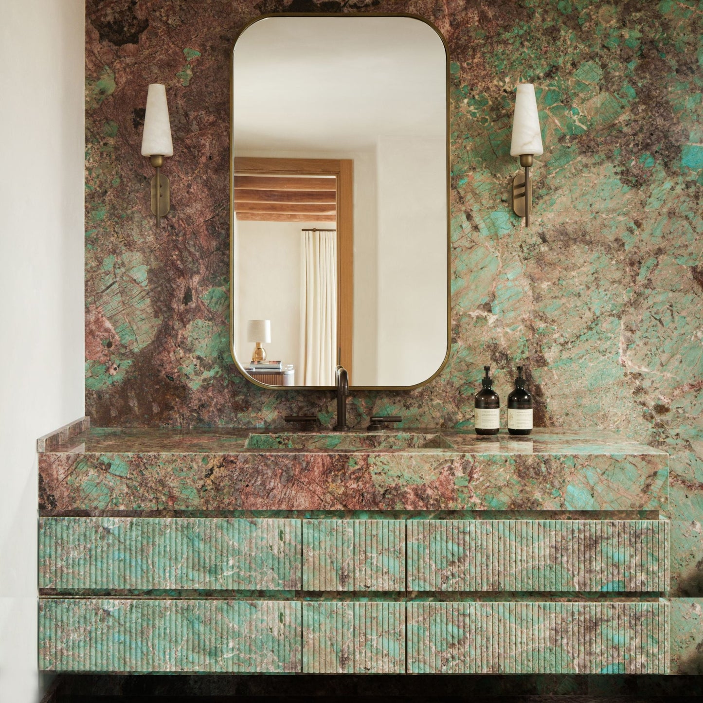 Arras Alabaster Wall Lamp | Luxury Rich Bronze & Natural Stone Sconce