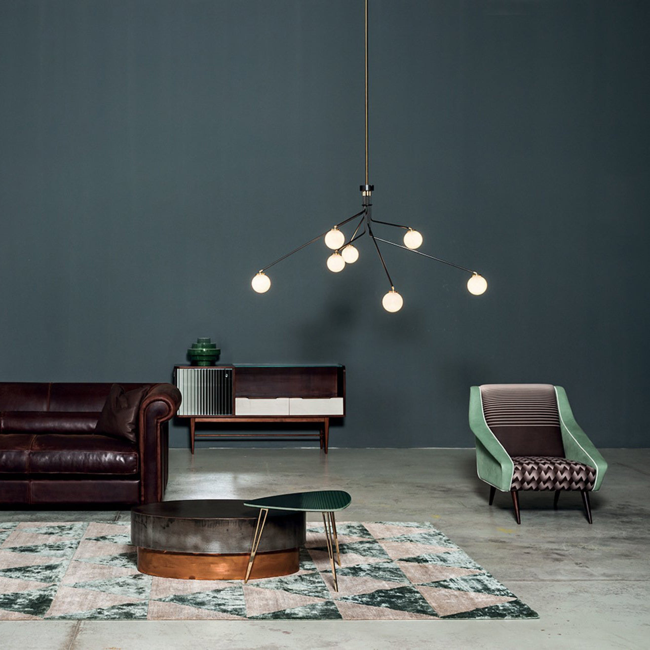 Array Ceiling Lamp | Luxury 1960s Italian-Inspired Rotating Brass Chandelier