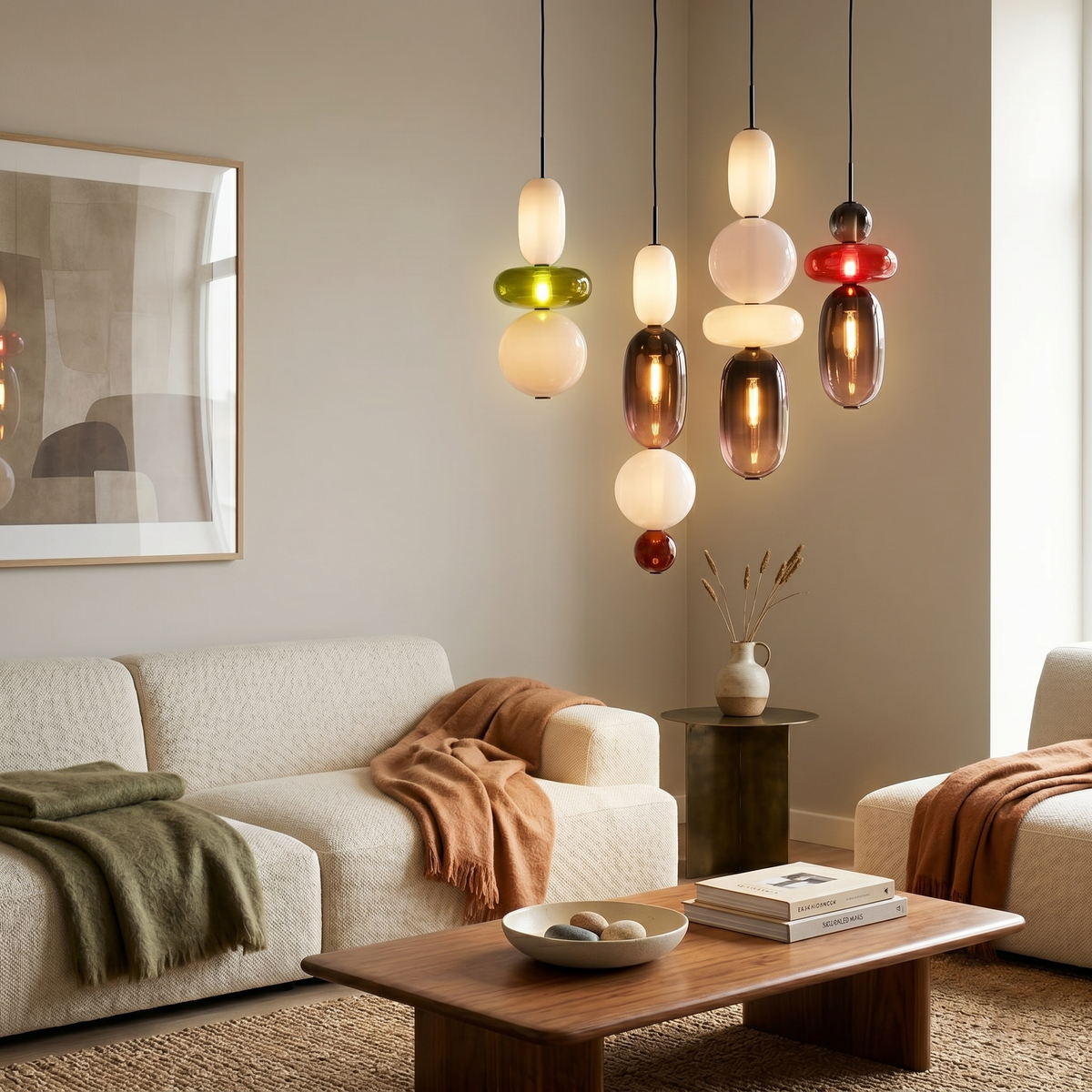 Stained Glass Chandelier - Multi-Head Hand-Blown Art Glass Chandelier | Custom Colorful LED Ceiling Light