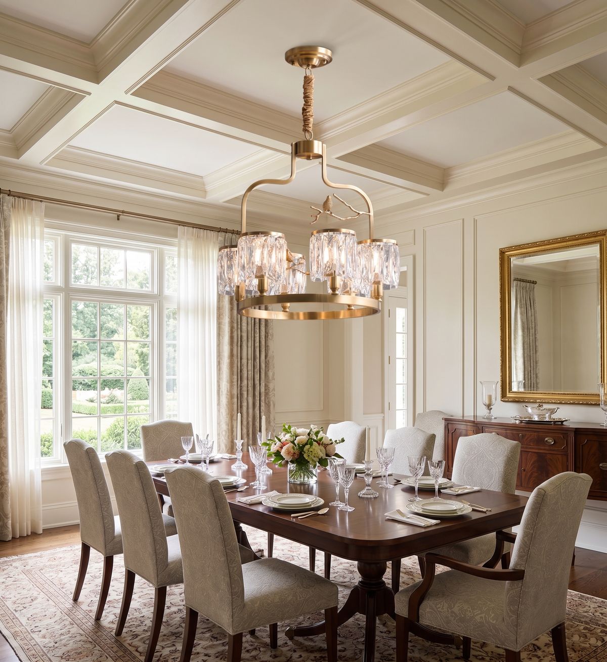 Crystal Bird Chandelier – Sculptural Brass & Carved Crystal Bird Pendant Light