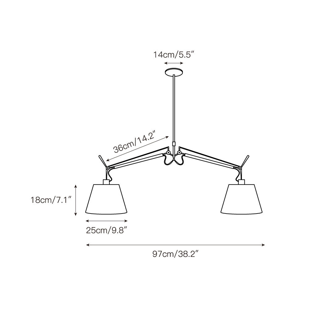 Costanza Pendant Lamp – Architectural Aluminum Suspended Light with Parchment Shade