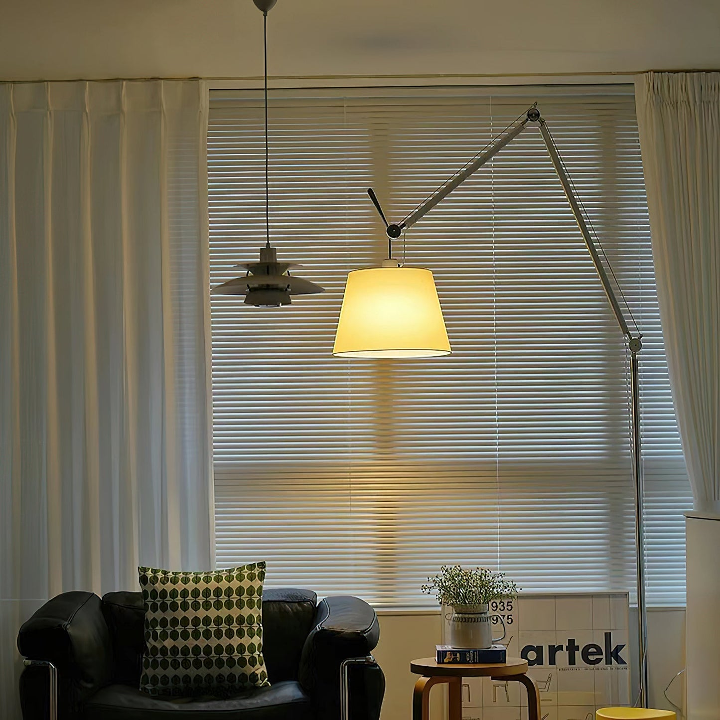 Artemide Floor Lamp | Luxury Cantilevered Aluminum & Parchment Standing Light