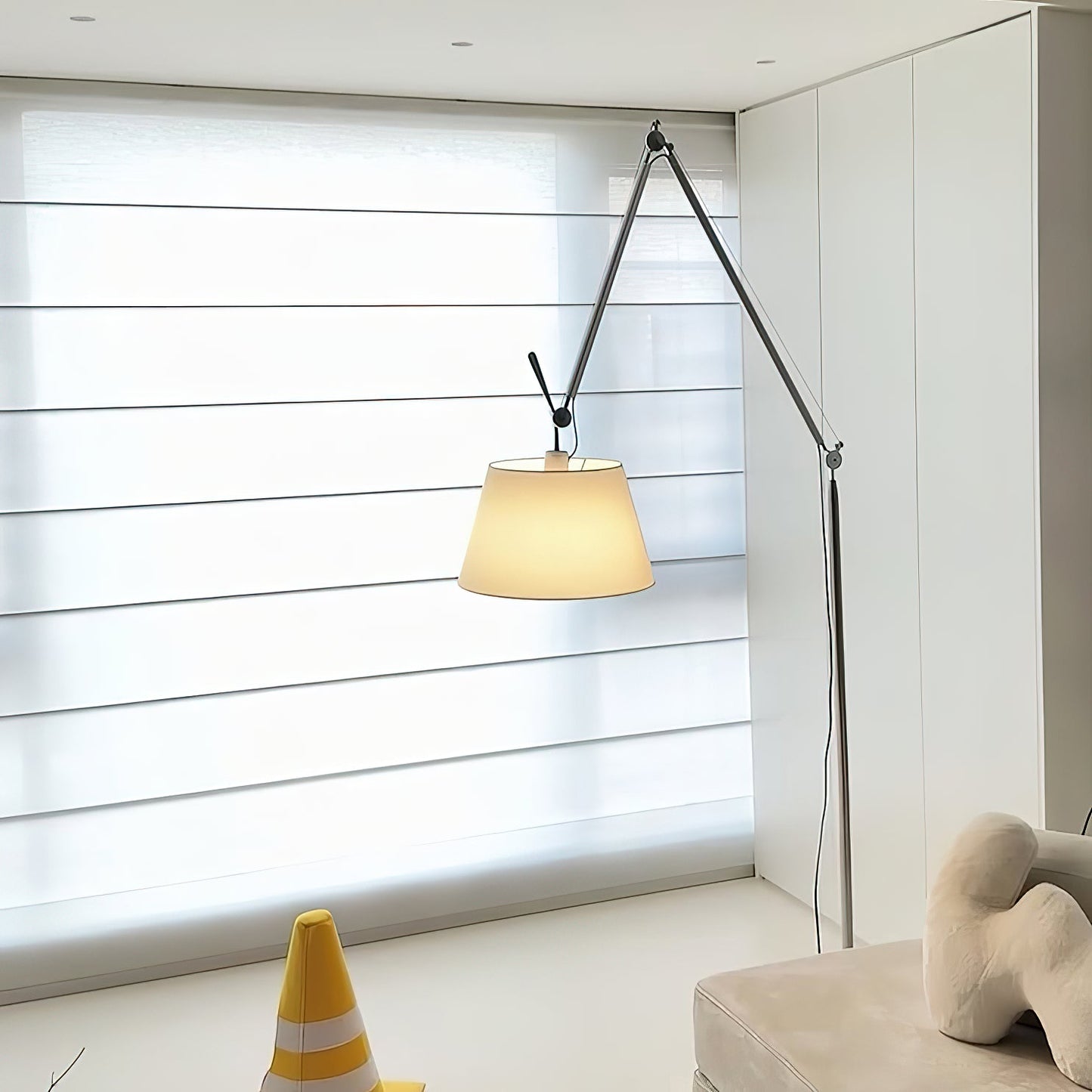 Artemide Floor Lamp | Luxury Cantilevered Aluminum & Parchment Standing Light