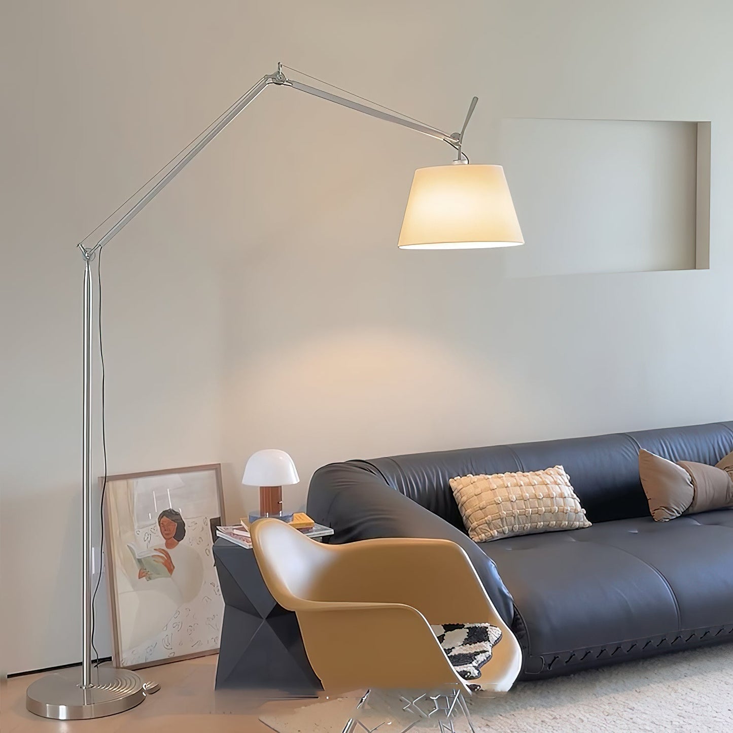 Artemide Floor Lamp | Luxury Cantilevered Aluminum & Parchment Standing Light