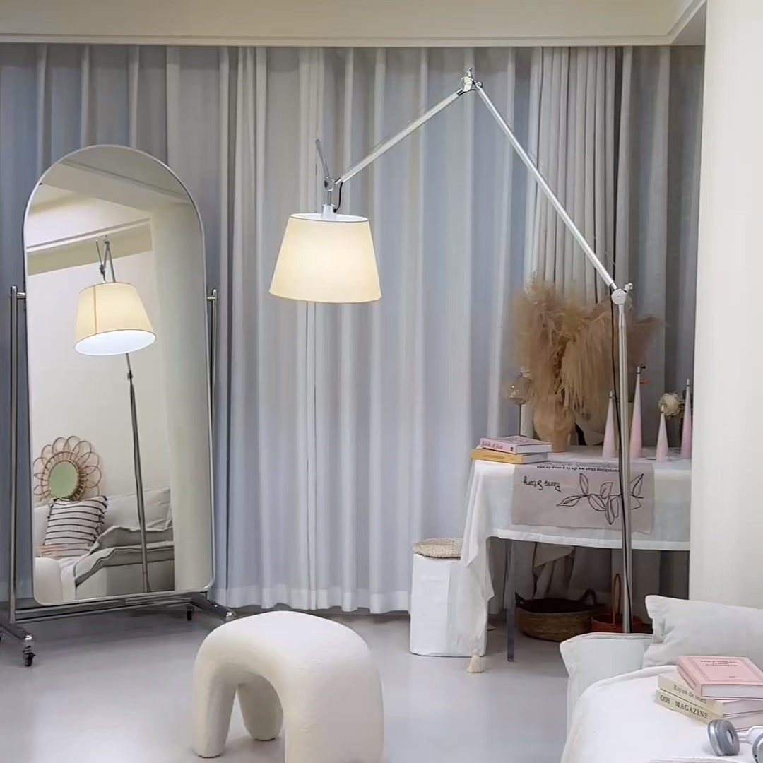 Artemide Floor Lamp | Luxury Cantilevered Aluminum & Parchment Standing Light