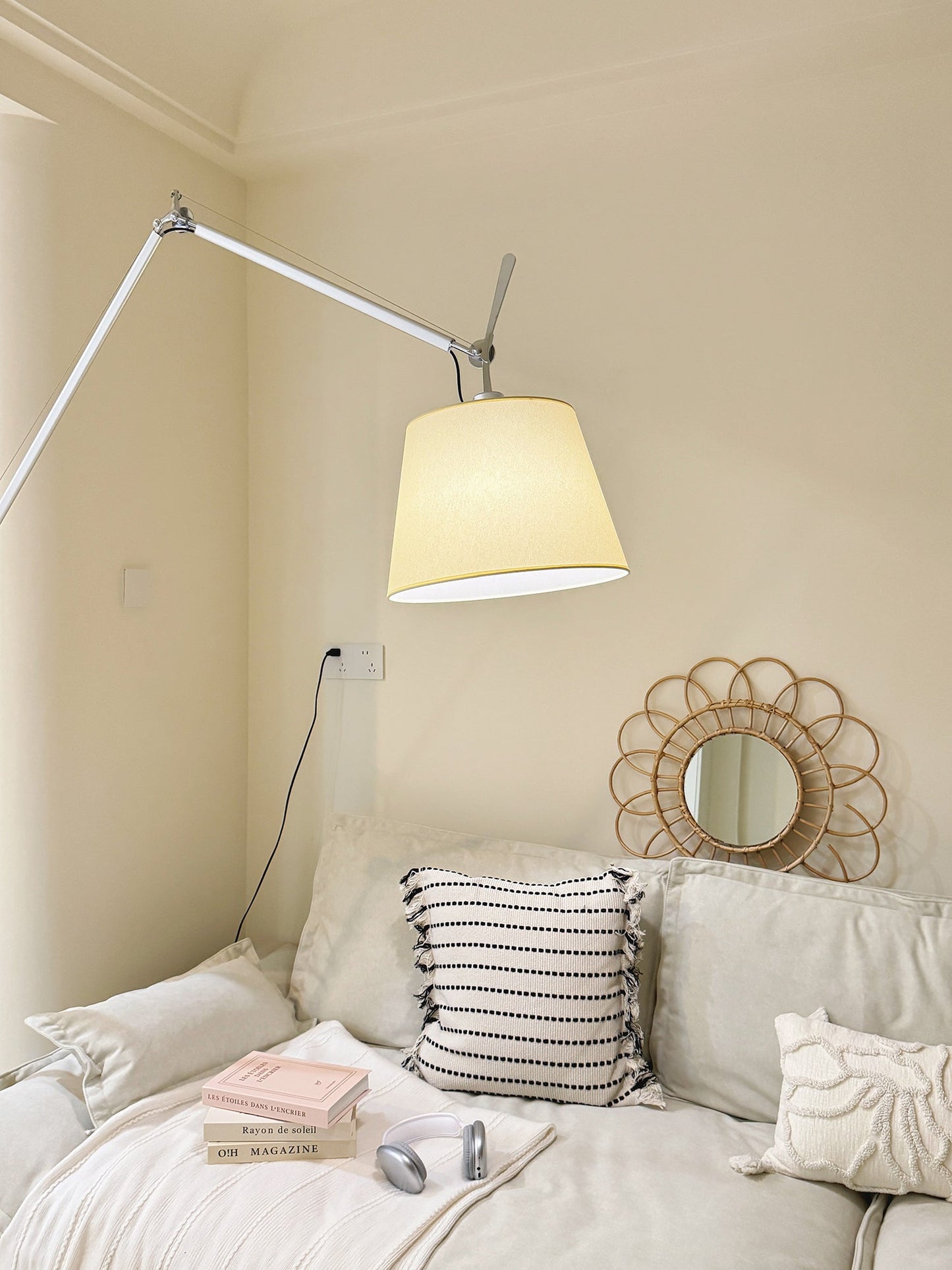 Artemide Floor Lamp | Luxury Cantilevered Aluminum & Parchment Standing Light
