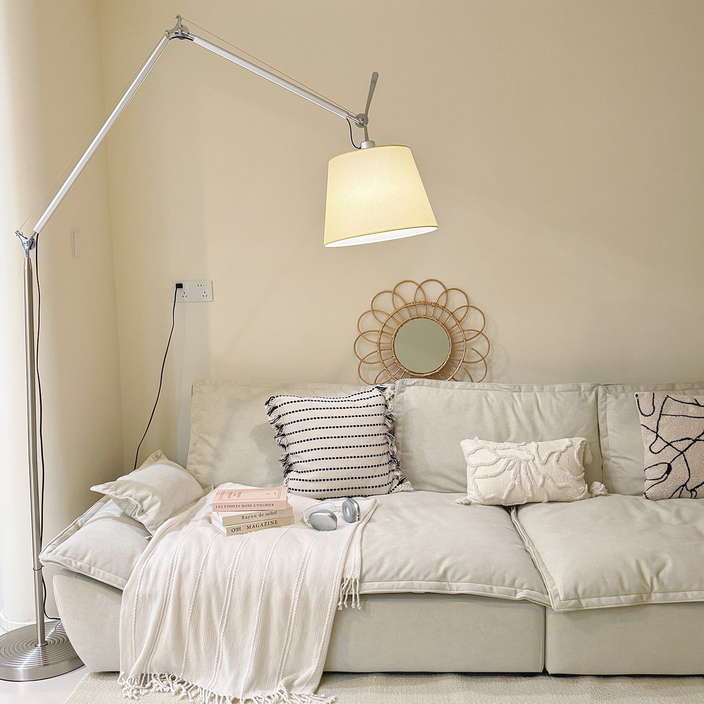 Artemide Floor Lamp | Luxury Cantilevered Aluminum & Parchment Standing Light