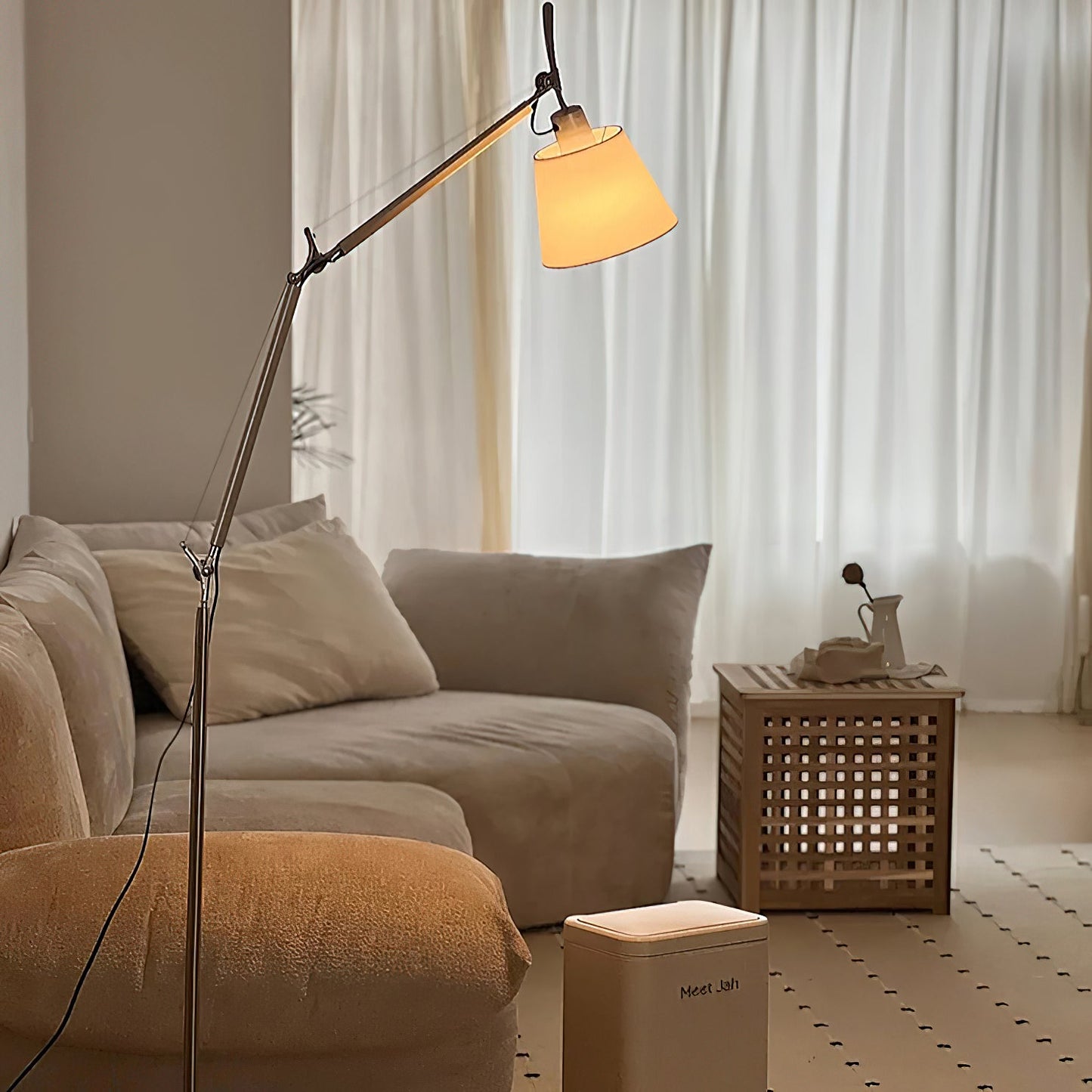 Artemide Floor Lamp | Luxury Cantilevered Aluminum & Parchment Standing Light