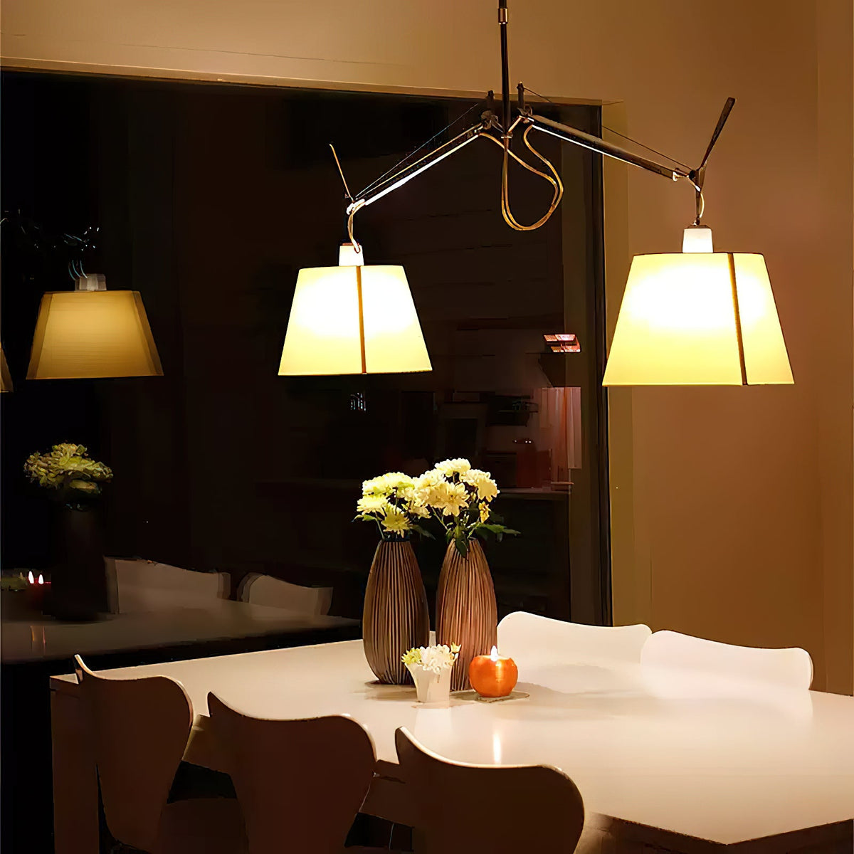 Costanza Pendant Lamp – Architectural Aluminum Suspended Light with Parchment Shade