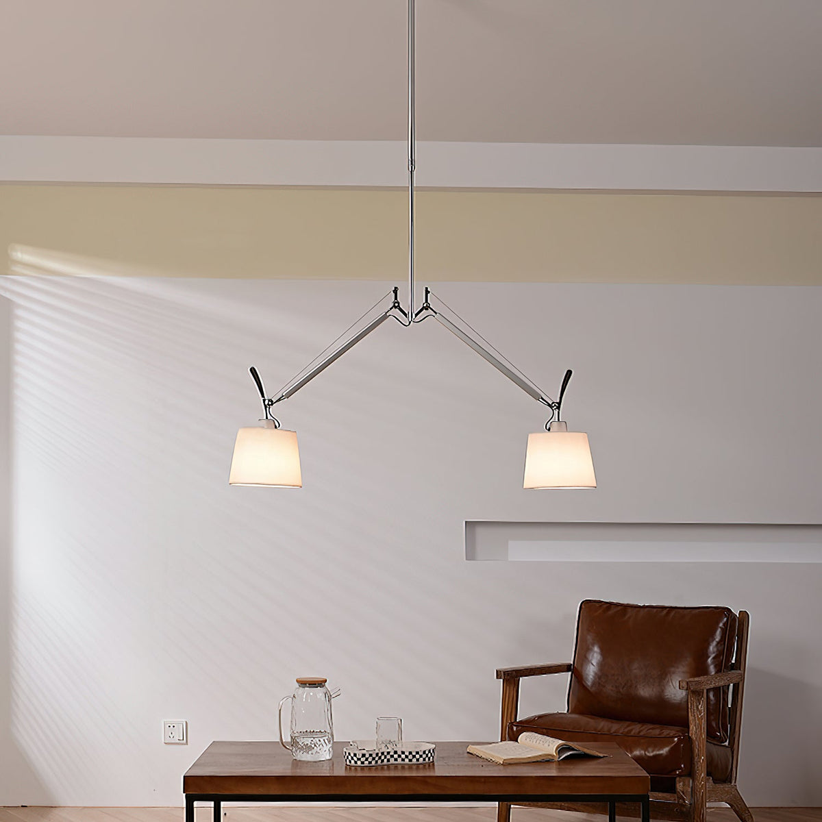 Costanza Pendant Lamp – Architectural Aluminum Suspended Light with Parchment Shade