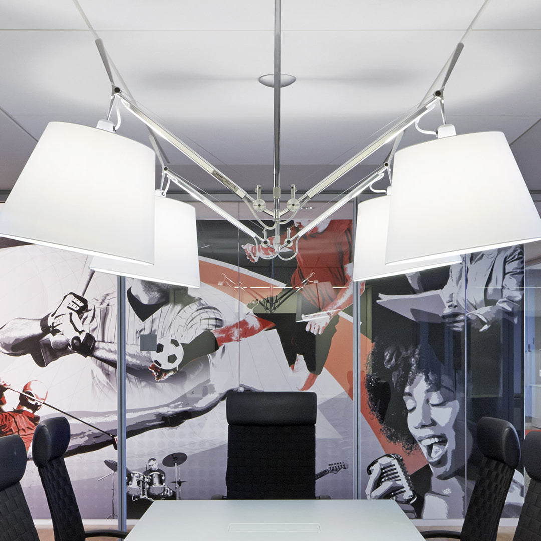 Costanza Pendant Lamp – Architectural Aluminum Suspended Light with Parchment Shade