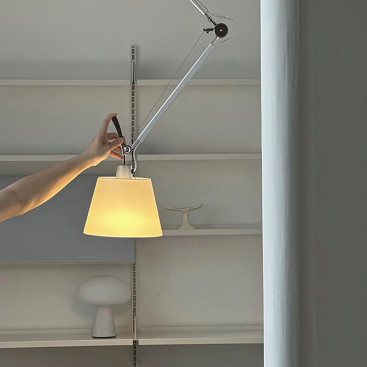 Costanza Pendant Lamp – Architectural Aluminum Suspended Light with Parchment Shade