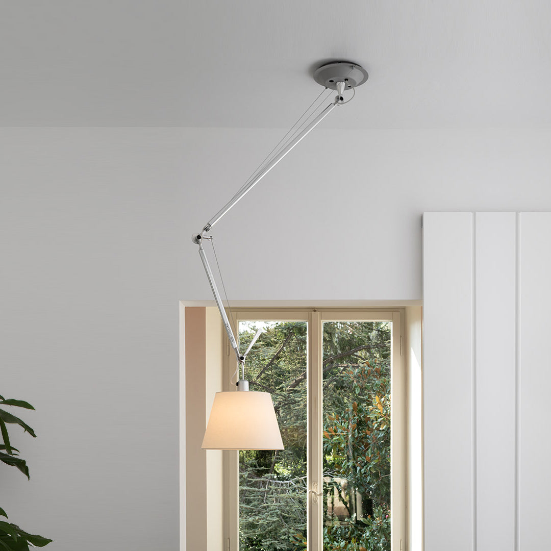 Costanza Pendant Lamp – Architectural Aluminum Suspended Light with Parchment Shade