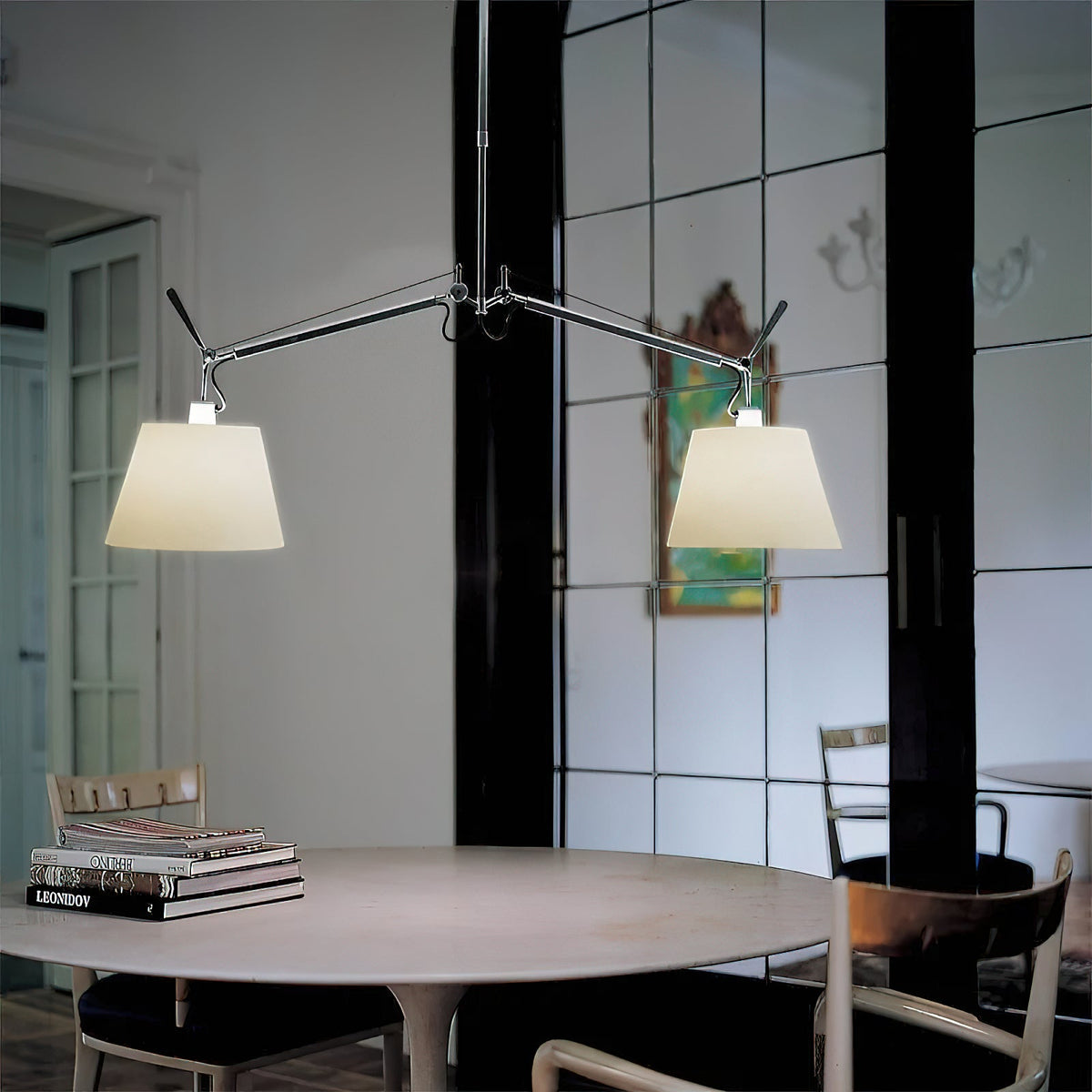 Costanza Pendant Lamp – Architectural Aluminum Suspended Light with Parchment Shade