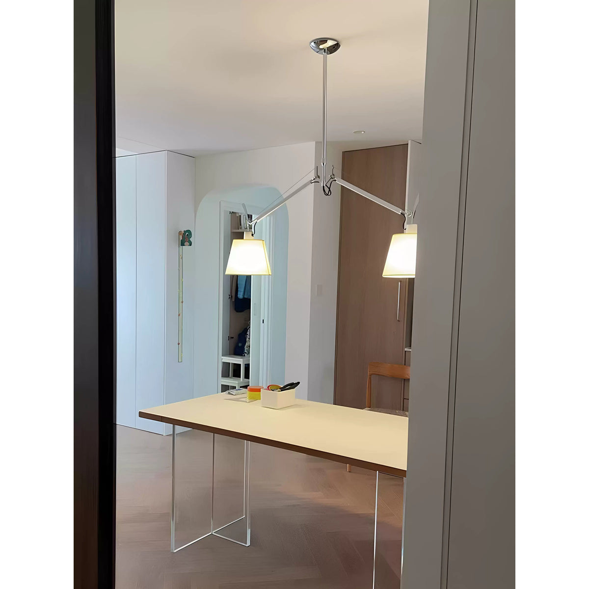 Costanza Pendant Lamp – Architectural Aluminum Suspended Light with Parchment Shade