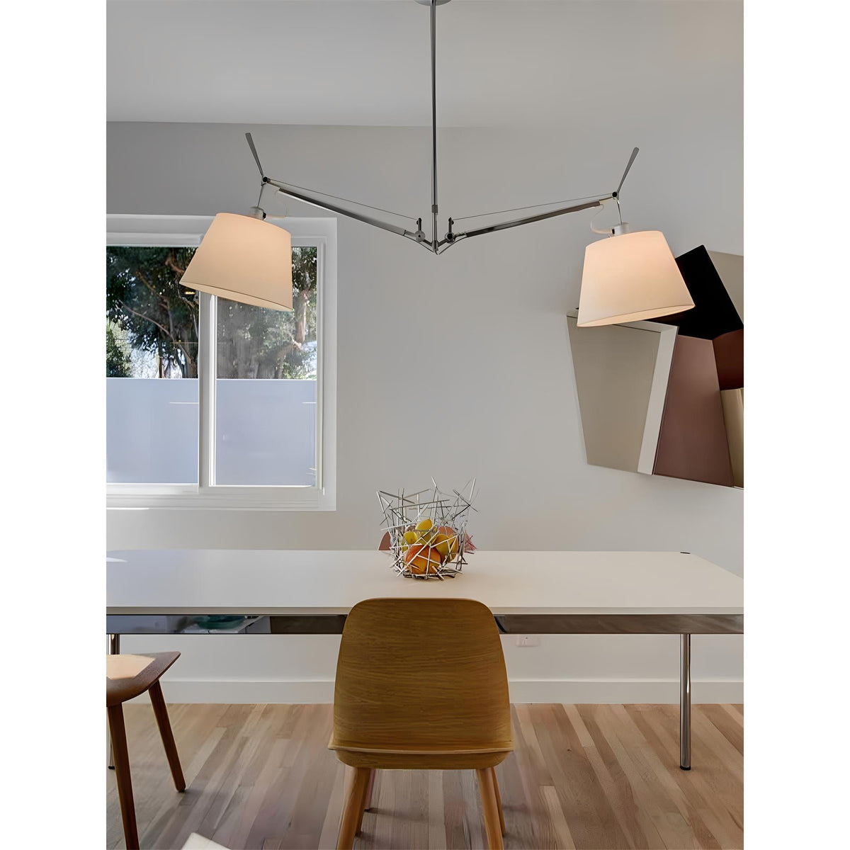 Costanza Pendant Lamp – Architectural Aluminum Suspended Light with Parchment Shade