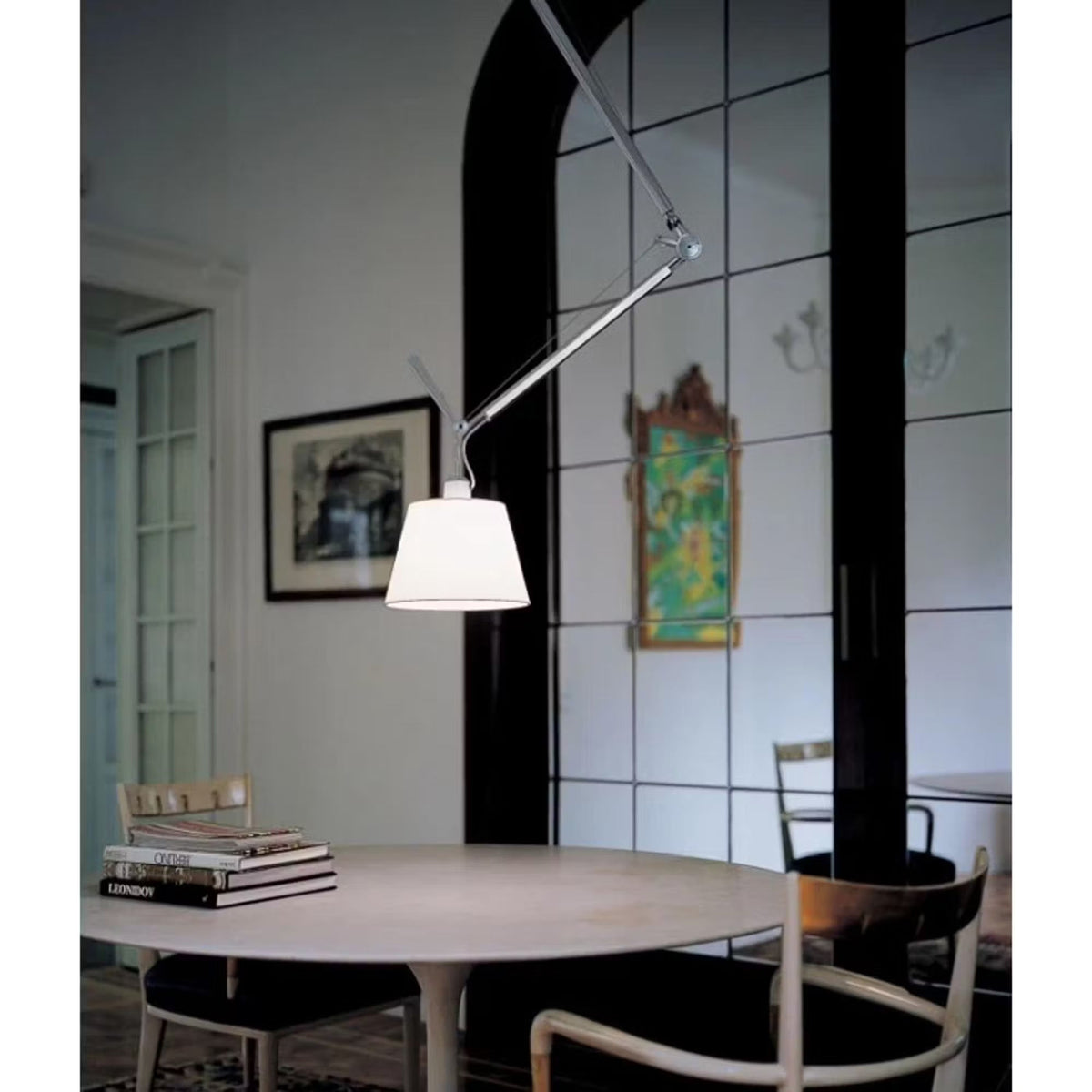 Costanza Pendant Lamp – Architectural Aluminum Suspended Light with Parchment Shade