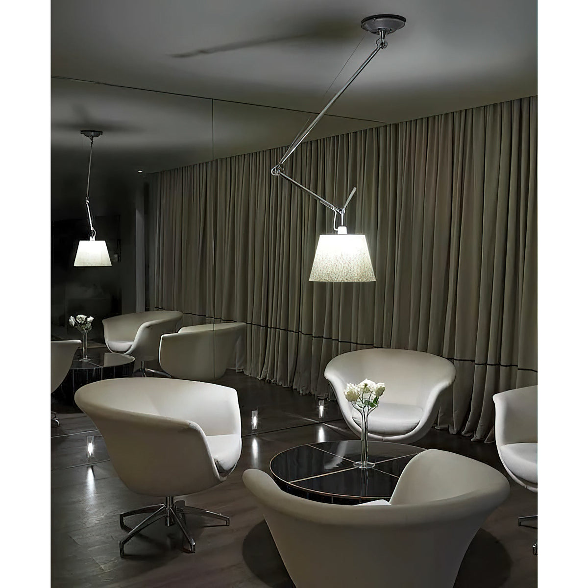 Costanza Pendant Lamp – Architectural Aluminum Suspended Light with Parchment Shade