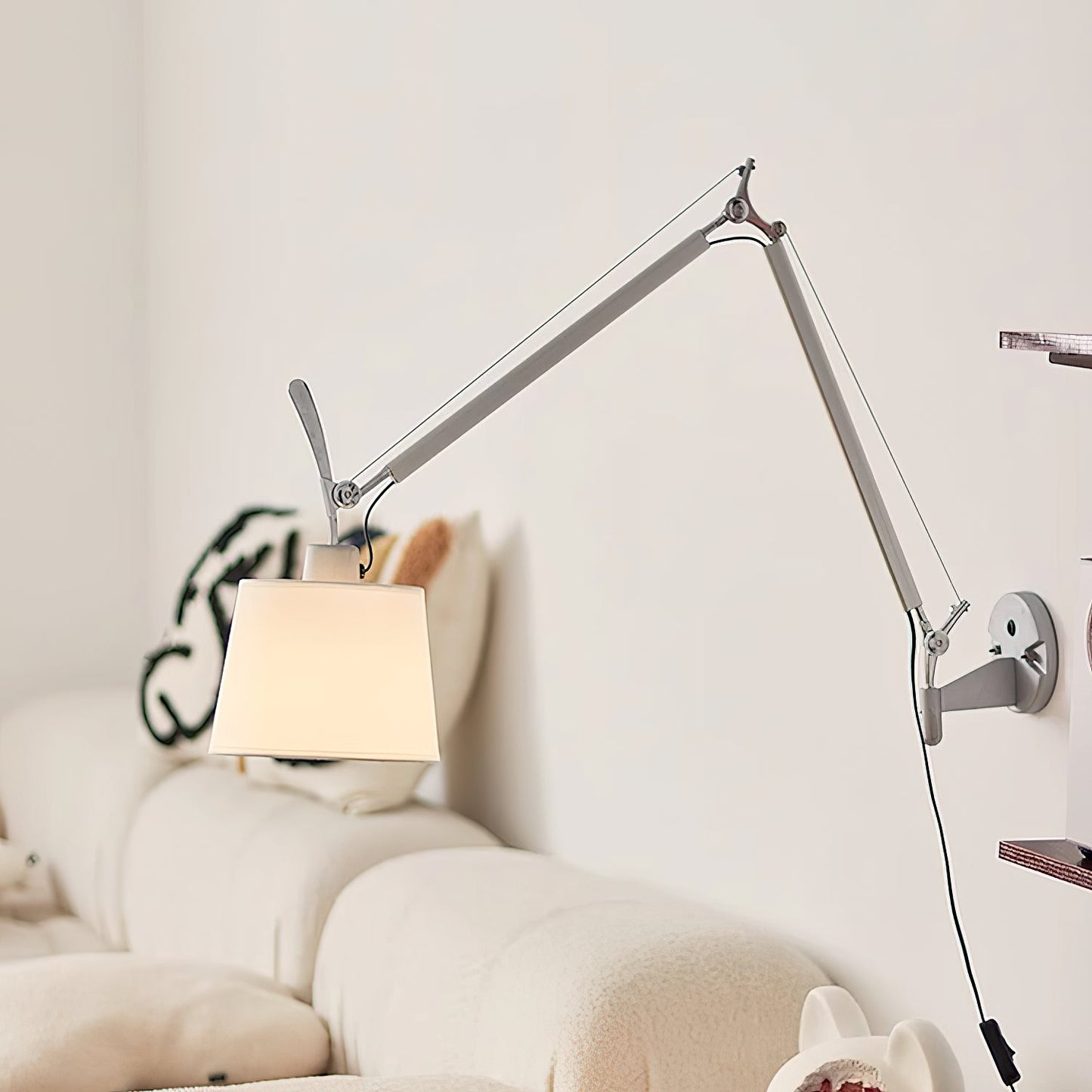 Artemide Plug-in Wall Lamp | Luxury Cantilevered Aluminum & Fabric Sconce