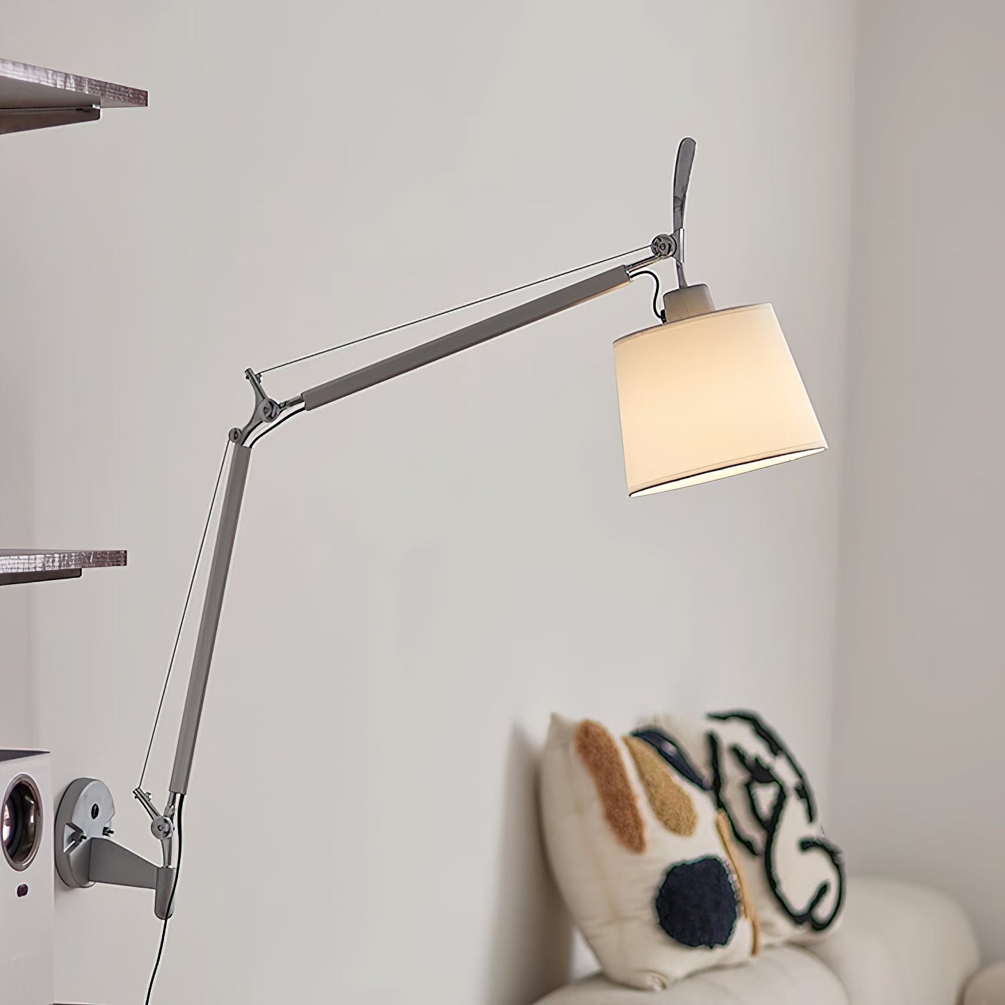 Artemide Plug-in Wall Lamp | Luxury Cantilevered Aluminum & Fabric Sconce