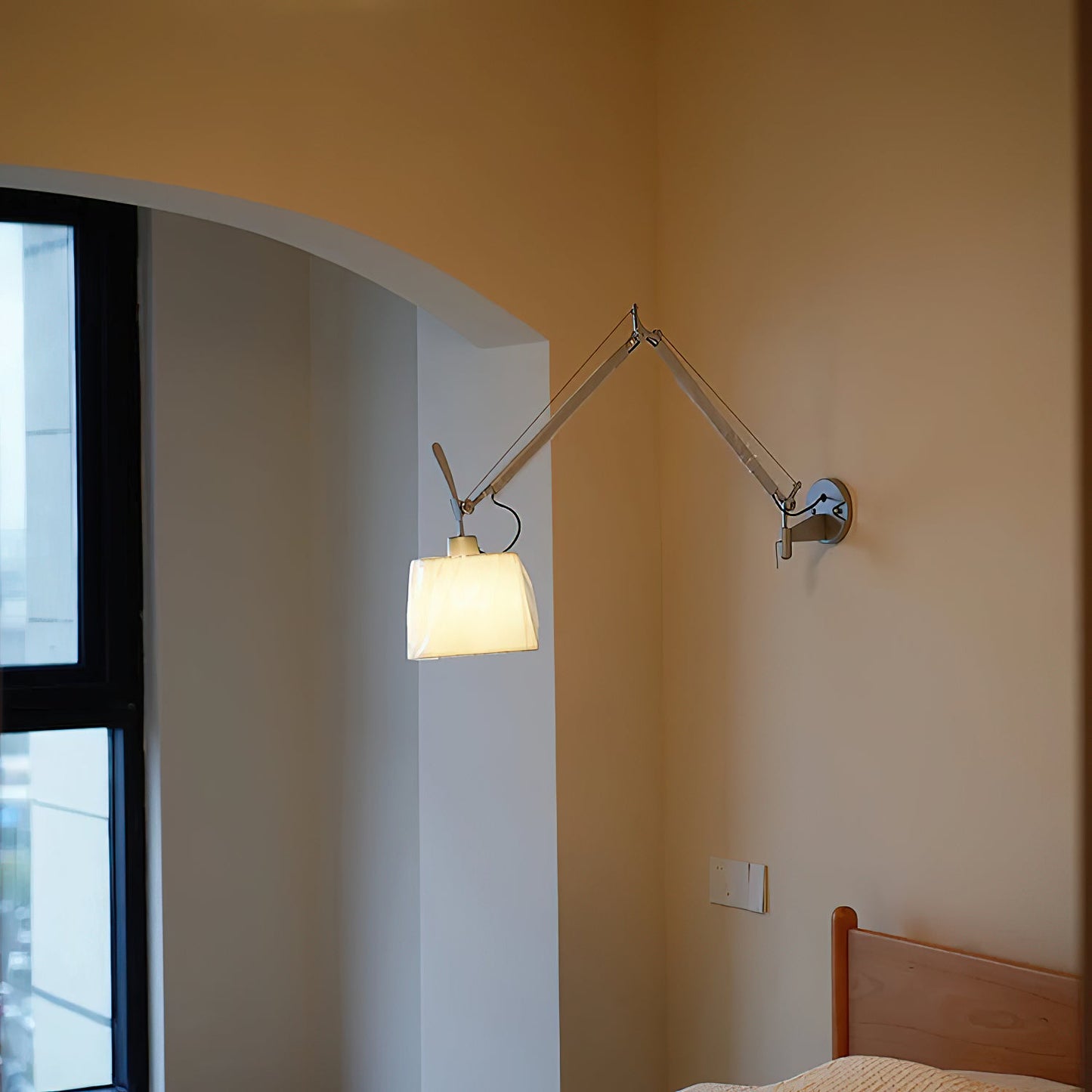 Artemide Plug-in Wall Lamp | Luxury Cantilevered Aluminum & Fabric Sconce