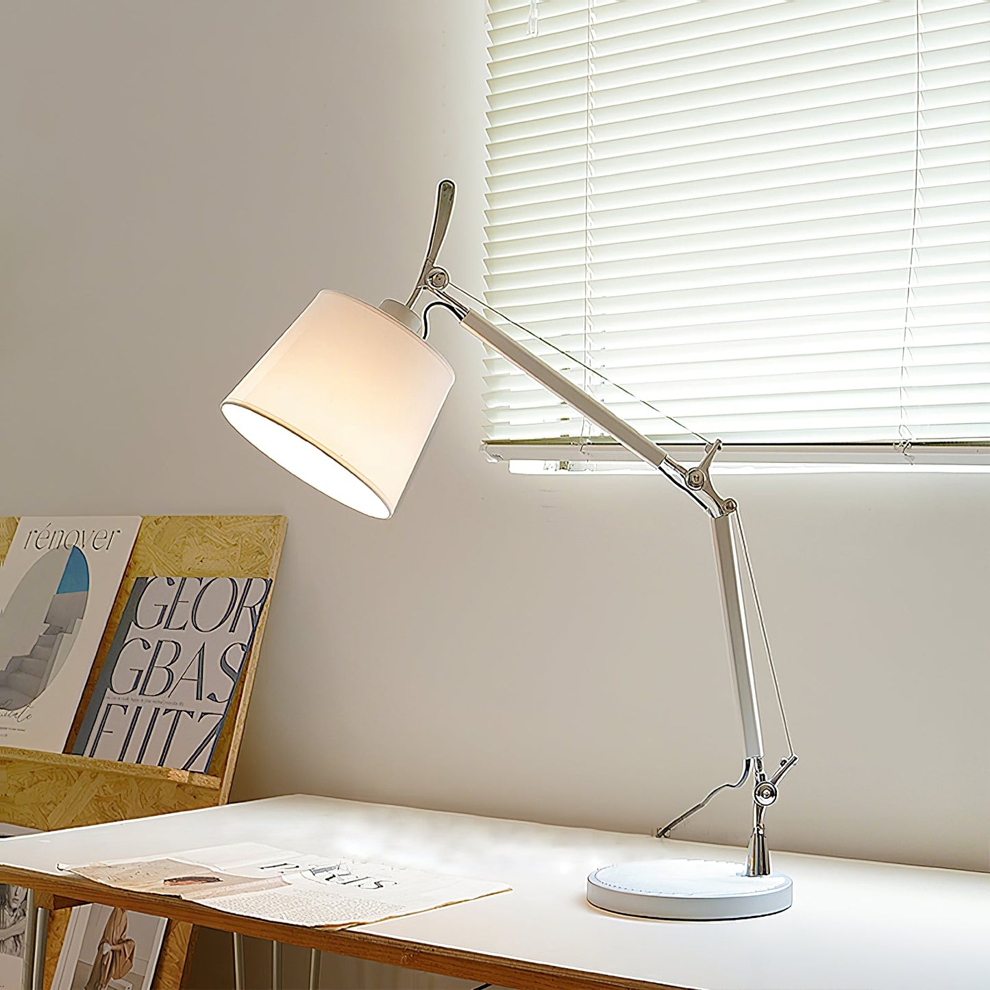 Artemide Table Lamp | Luxury Slanted Aluminum & Fabric Shade Desk Light