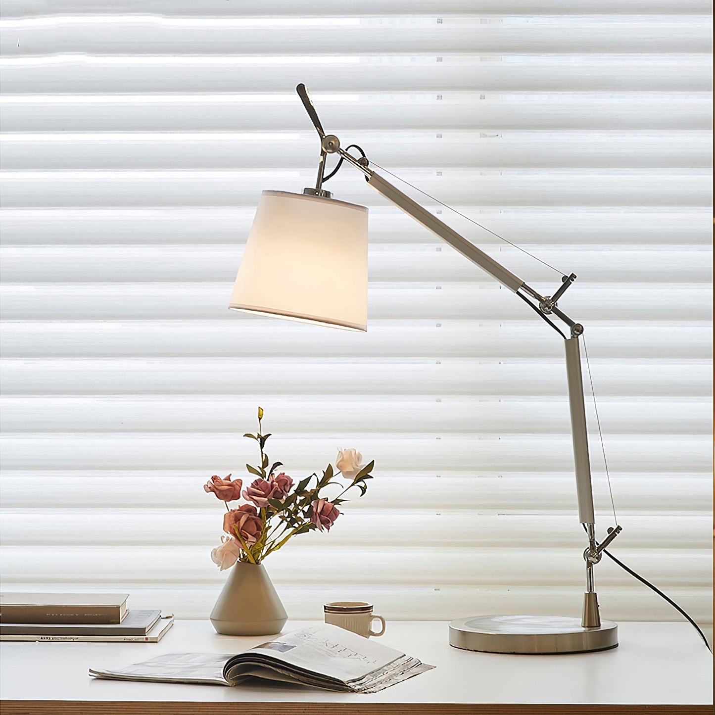 Artemide Table Lamp | Luxury Slanted Aluminum & Fabric Shade Desk Light