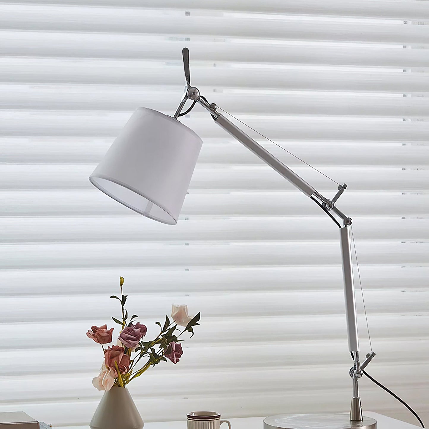 Artemide Table Lamp | Luxury Slanted Aluminum & Fabric Shade Desk Light