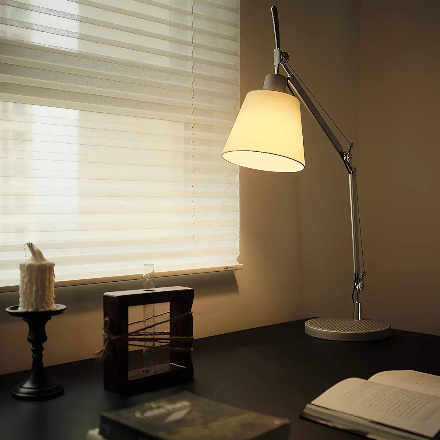 Artemide Table Lamp | Luxury Slanted Aluminum & Fabric Shade Desk Light