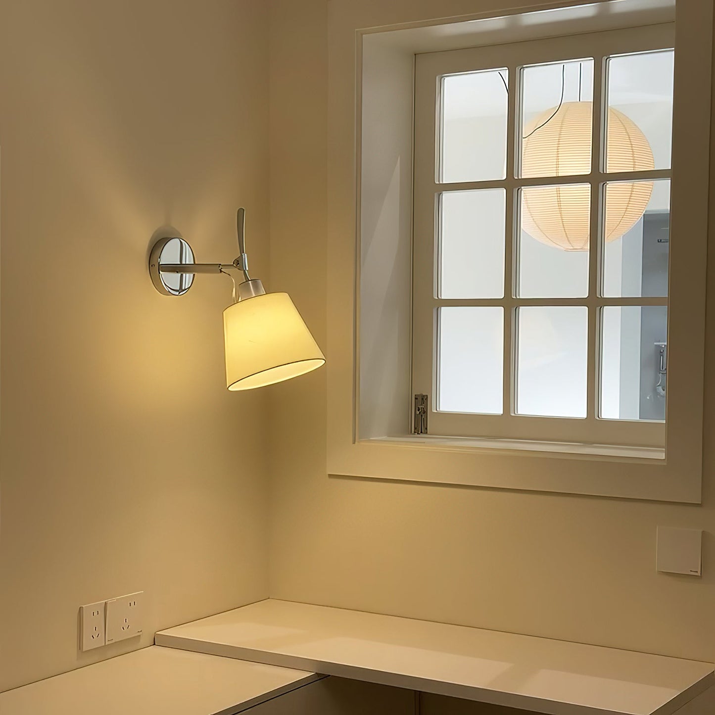 Artemide Wall Lamp | Luxury Slanted Aluminum & Fabric Shade Sconce