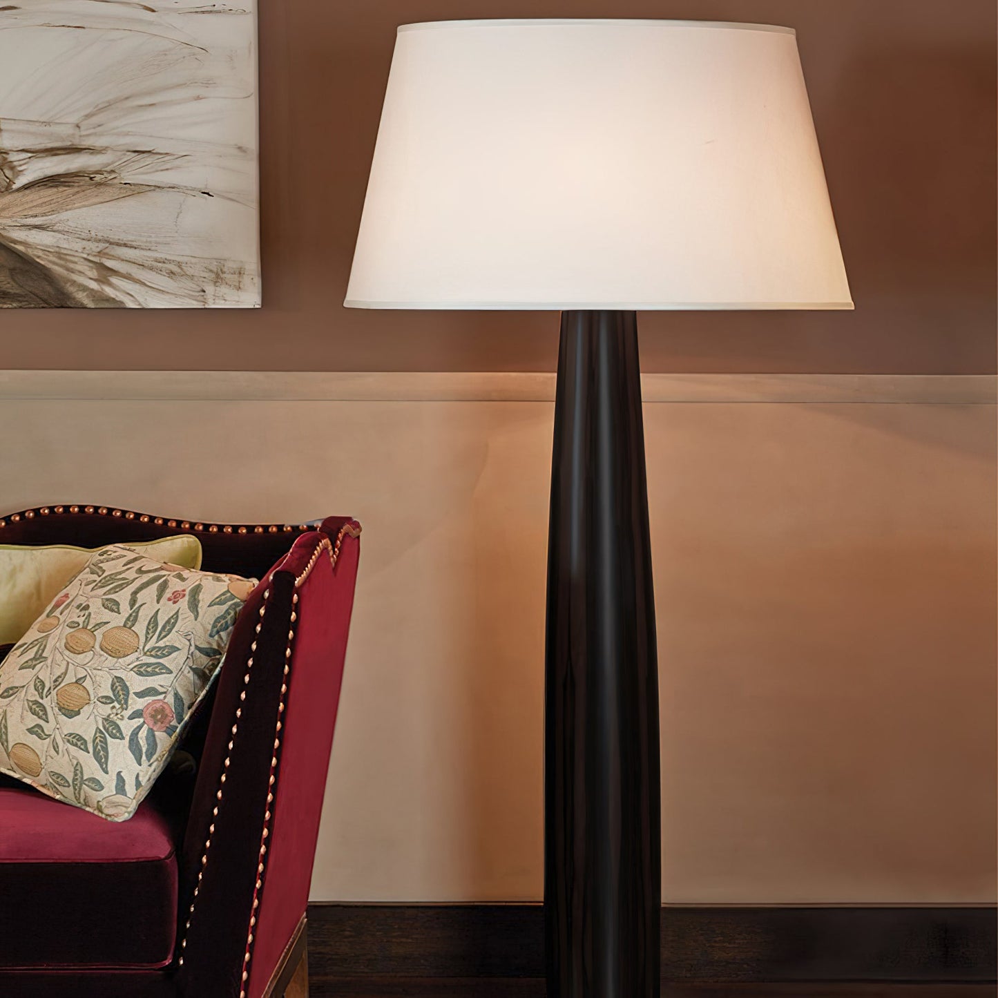Arteriors Truxton Floor Lamp | Luxury 67-Inch Iron & Linen Drum Shade Light