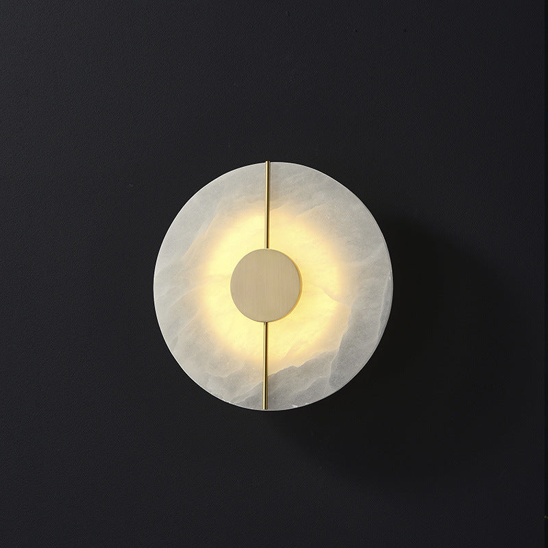 Artistic Alabaster Wall Lamp | Luxury 17-Inch Slim Brass & Stone Sconce