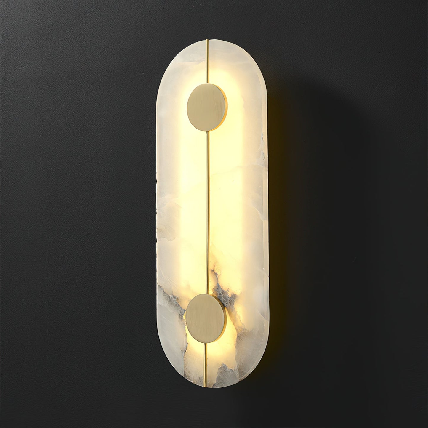 Artistic Alabaster Wall Lamp | Luxury 17-Inch Slim Brass & Stone Sconce