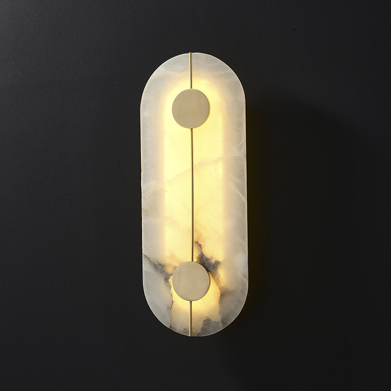 Artistic Alabaster Wall Lamp | Luxury 17-Inch Slim Brass & Stone Sconce