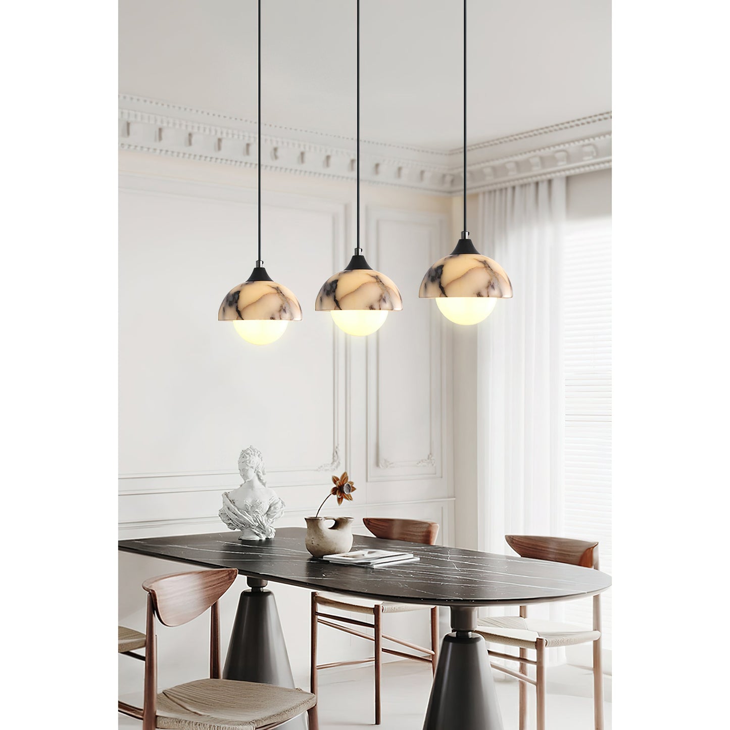 Artome Marble Pendant Lamp | Luxury Bulgari Purple & White Stone Light