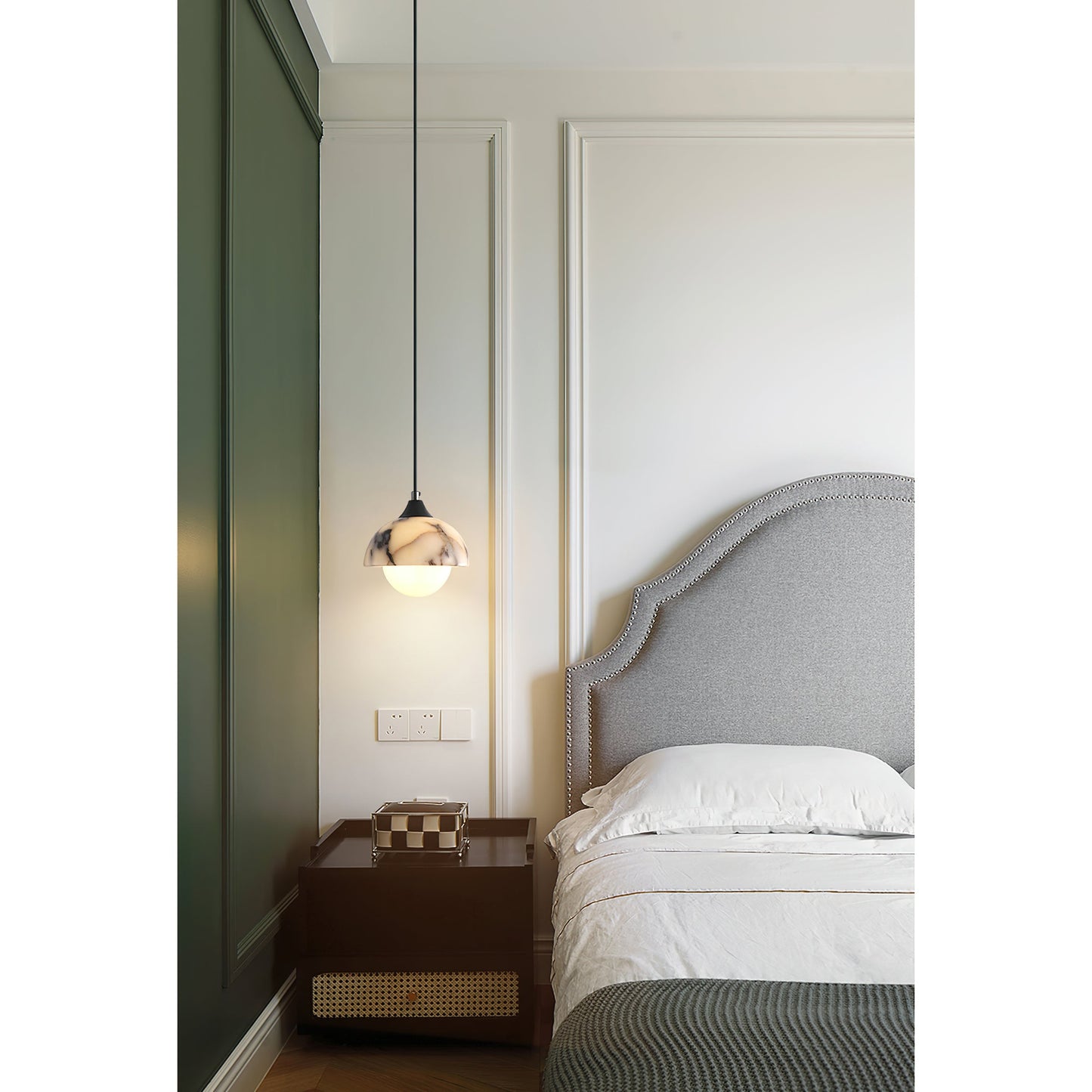 Artome Marble Pendant Lamp | Luxury Bulgari Purple & White Stone Light