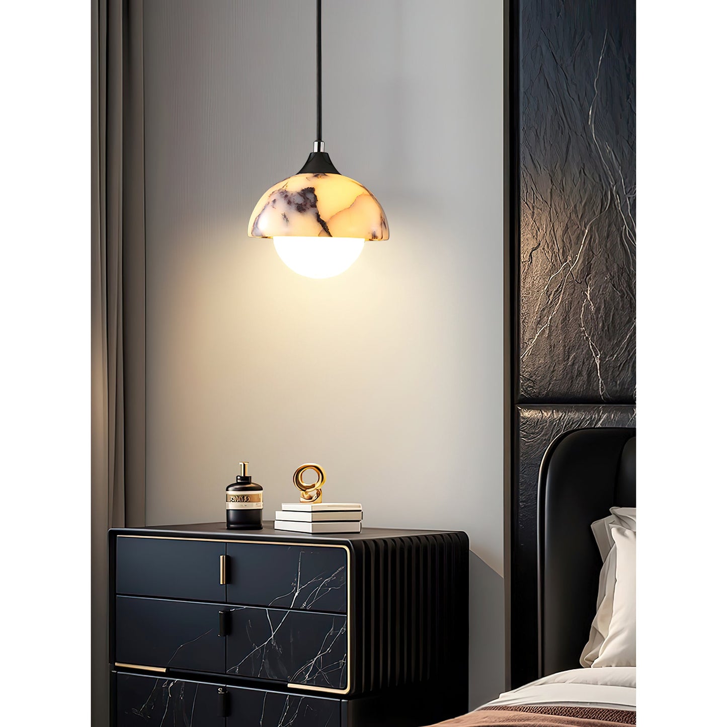 Artome Marble Pendant Lamp | Luxury Bulgari Purple & White Stone Light