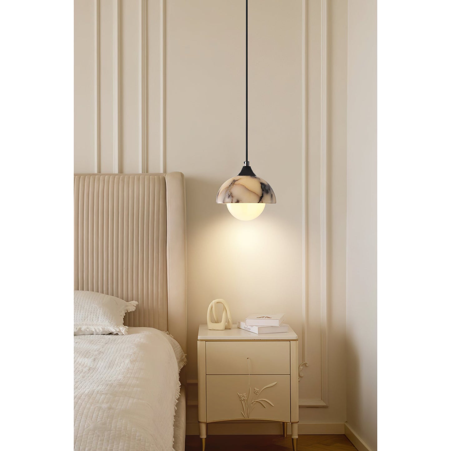 Artome Marble Pendant Lamp | Luxury Bulgari Purple & White Stone Light