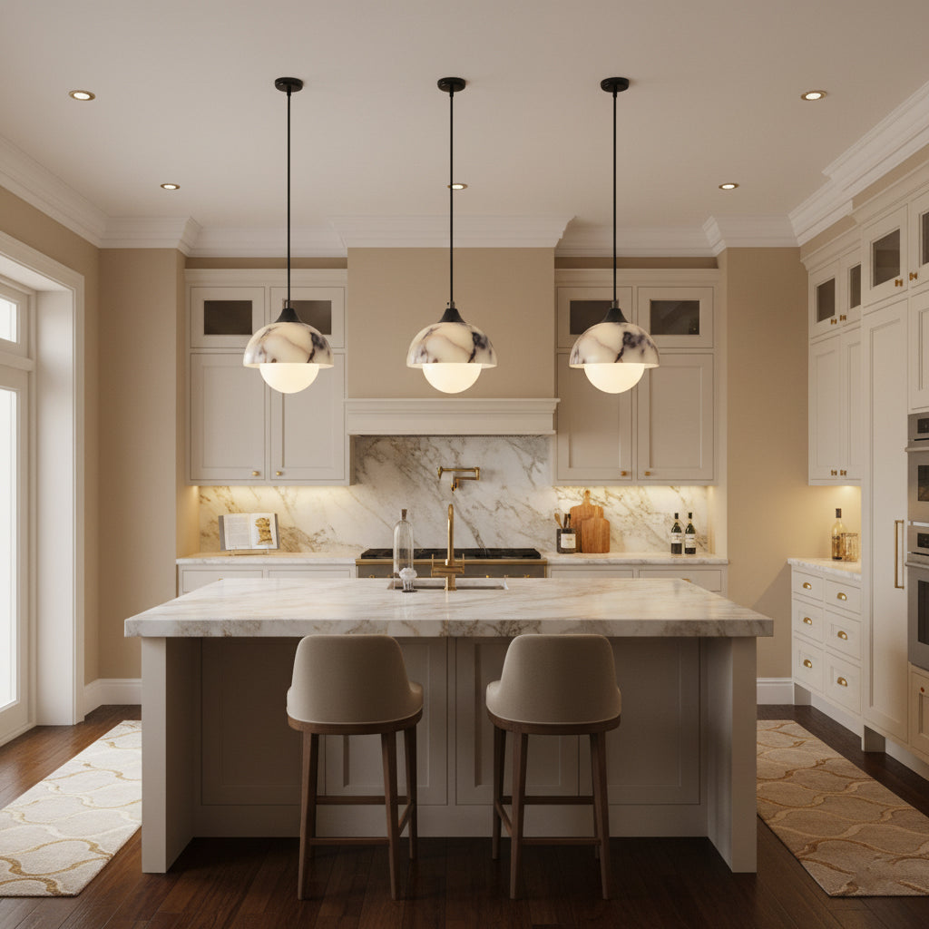 Artome Marble Pendant Lamp | Luxury Bulgari Purple & White Stone Light