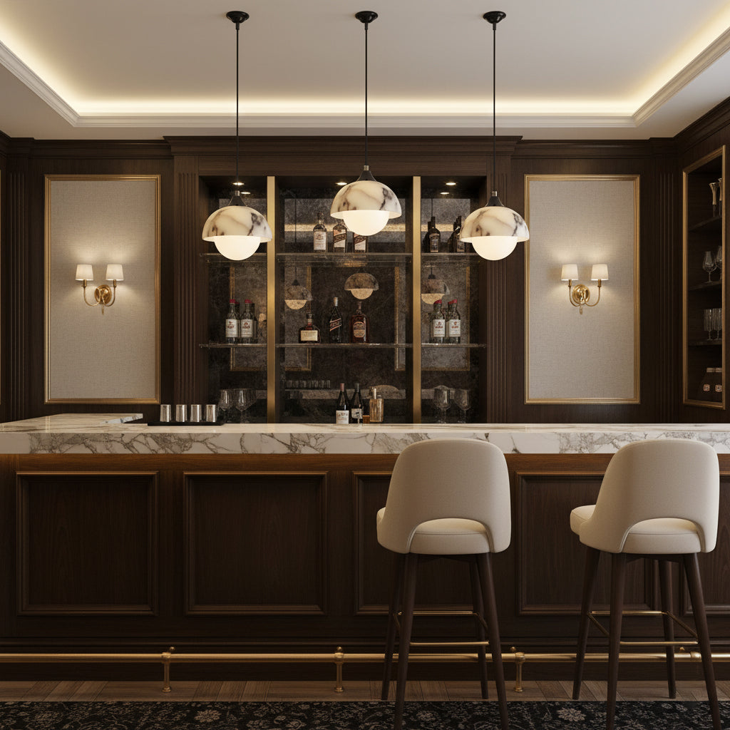 Artome Marble Pendant Lamp | Luxury Bulgari Purple & White Stone Light