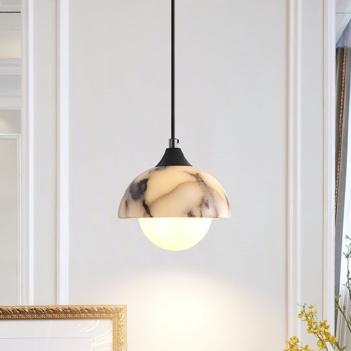 Artome Marble Pendant Lamp | Luxury Bulgari Purple & White Stone Light
