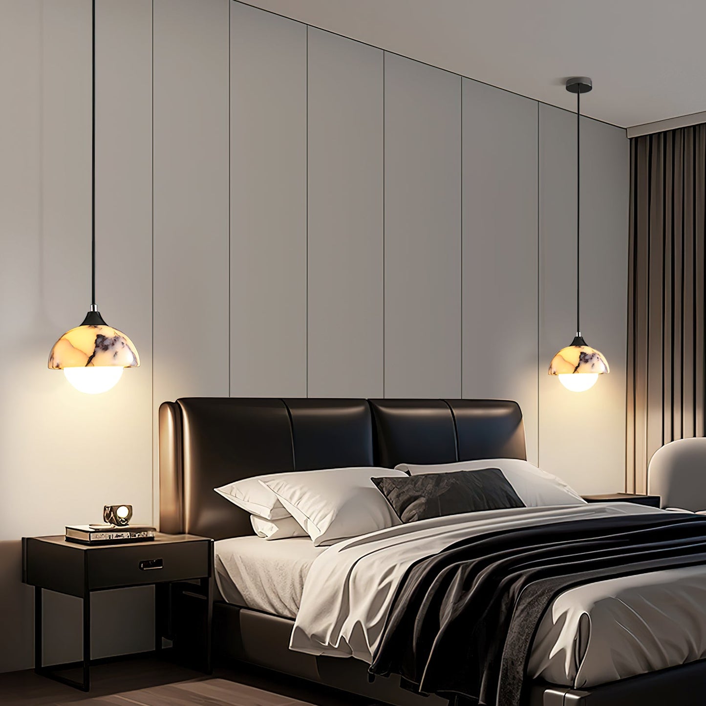 Artome Marble Pendant Lamp | Luxury Bulgari Purple & White Stone Light