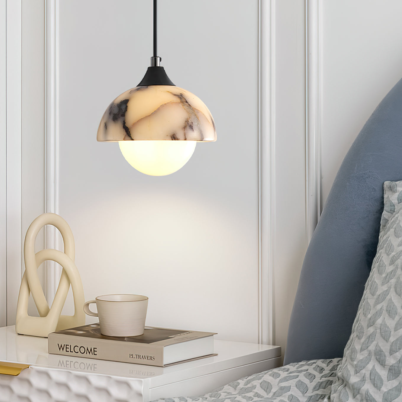 Artome Marble Pendant Lamp | Luxury Bulgari Purple & White Stone Light