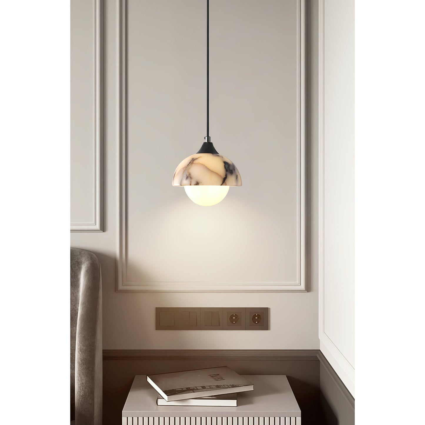 Artome Marble Pendant Lamp | Luxury Bulgari Purple & White Stone Light