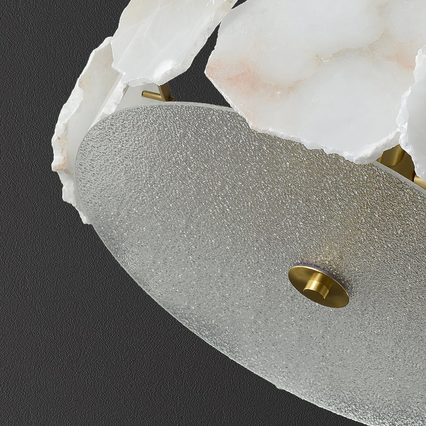 Artze Alabaster Ceiling Light | Modern Minimalist Brass & Natural Stone Flush Mount