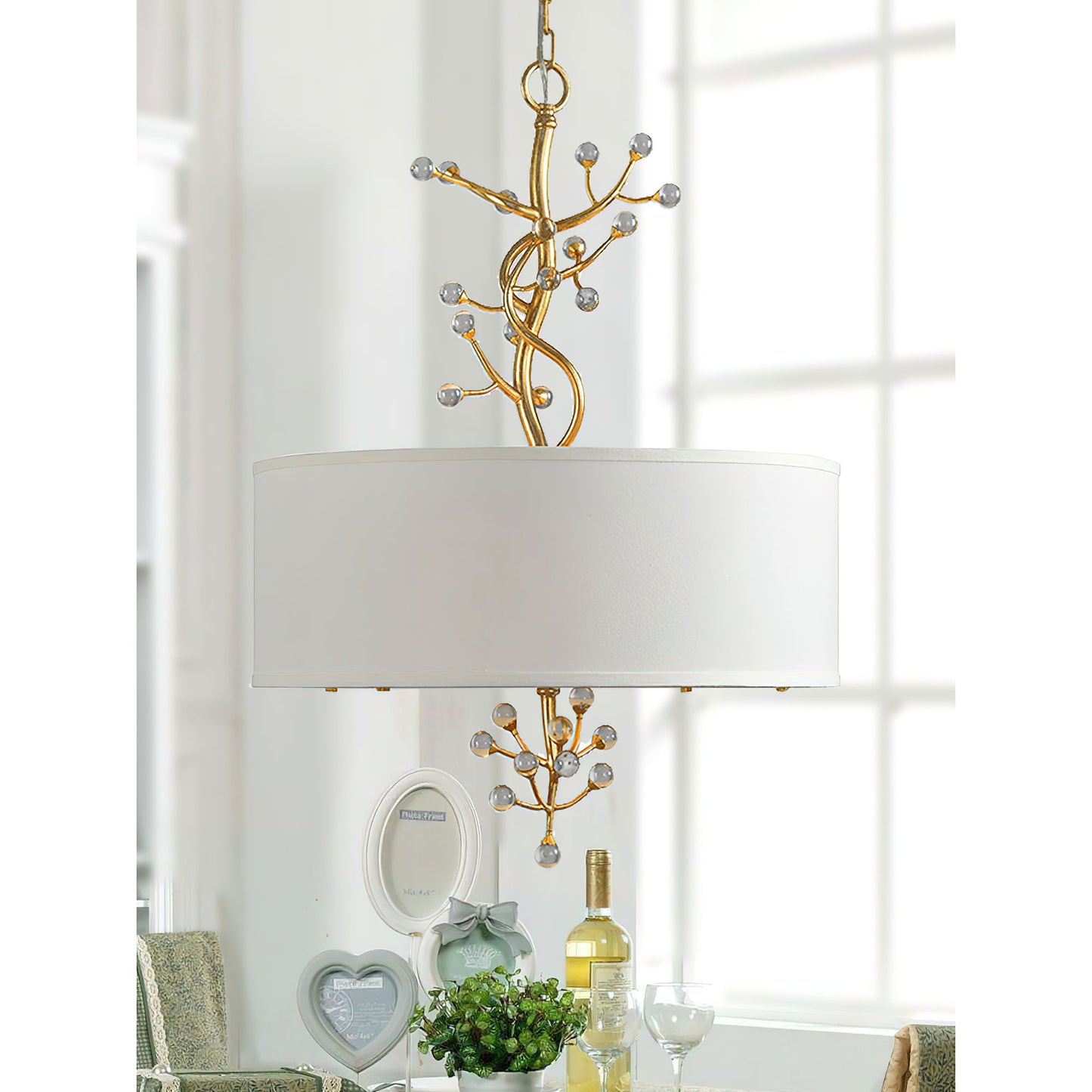 Asbury Pendant Lamp | Luxury Aged Brass & Crystal Botanical Chandelier